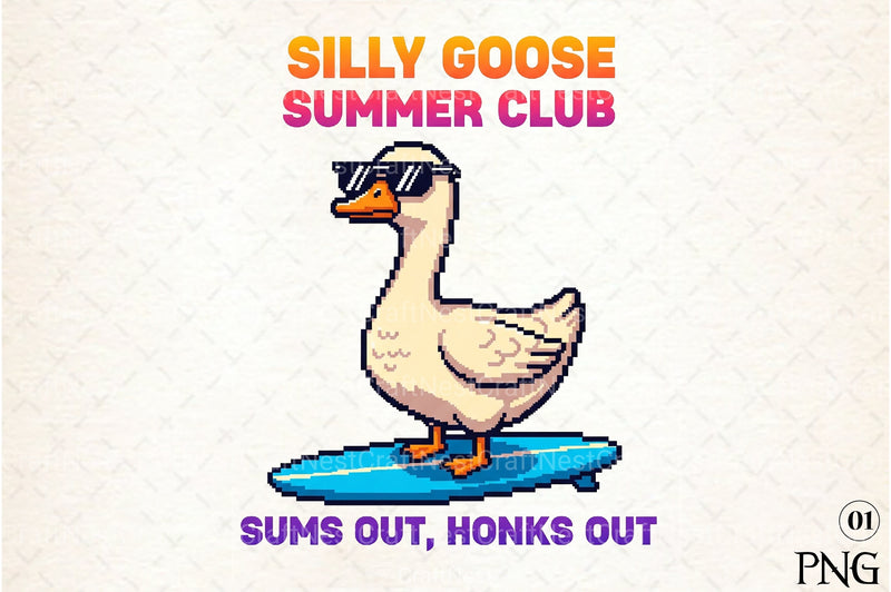 Blocky Style Funny Summer Goose Clipart Bundle 122 - CraftNest - Digital Crafting and Art