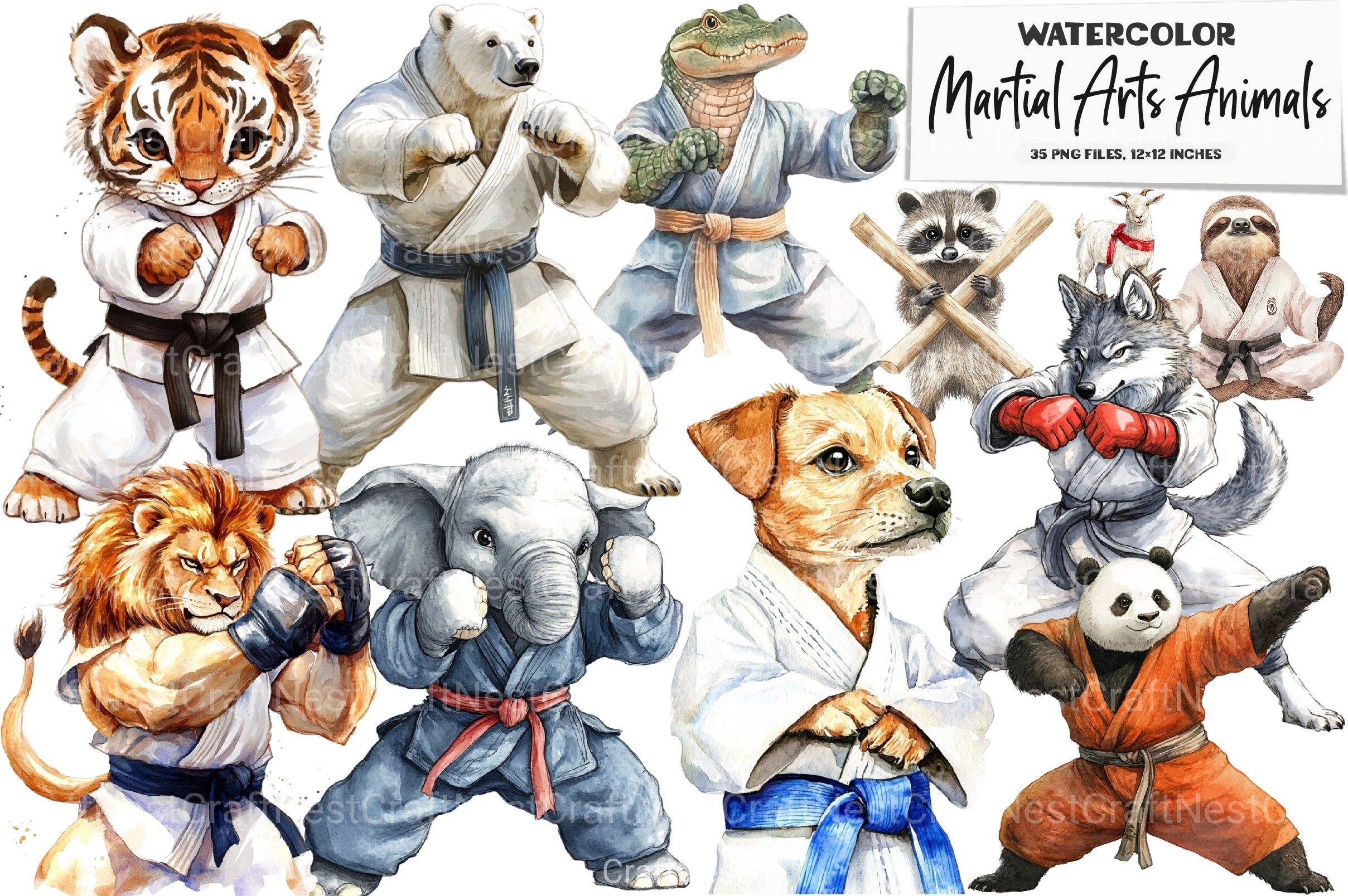 Martial Arts Animals Clipart Bundle - CraftNest - Digital Crafting and Art