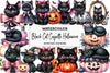 Black Cat Coquette Halloween Clipart Bundle