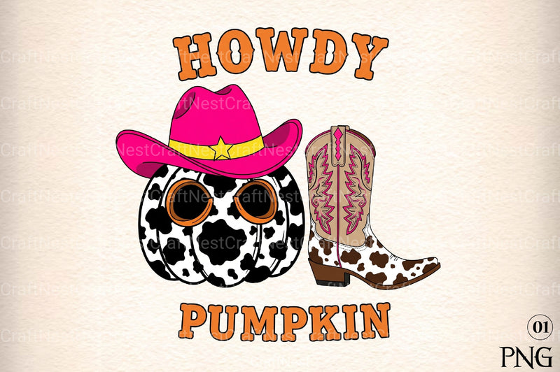 Howdy Cowgirl Pumpkin Art Clipart Bundle - CraftNest - Digital Crafting and Art