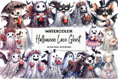 Halloween Lace Ghost Clipart Bundle - CraftNest - Digital Crafting and Art