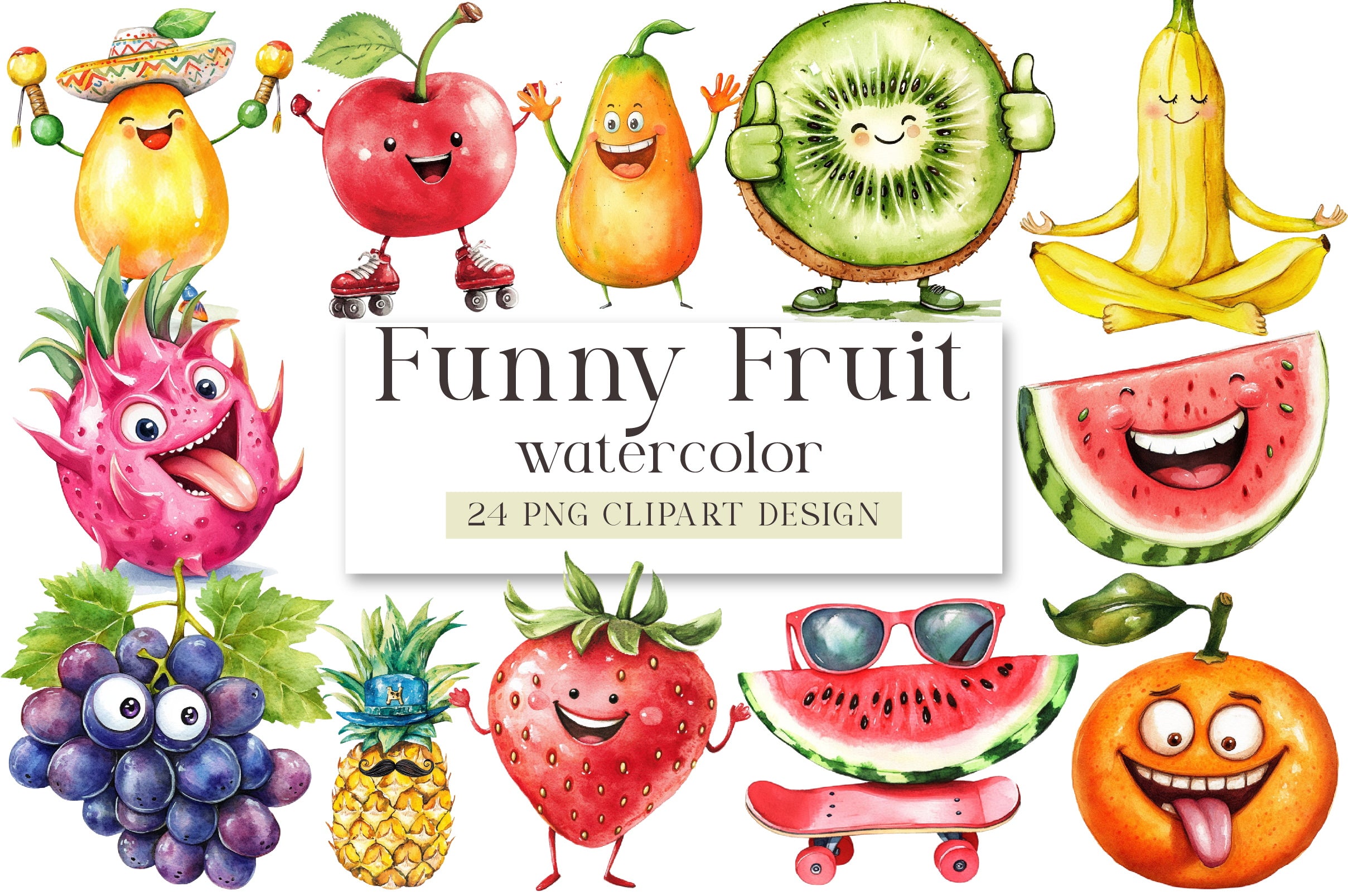 Funny Fruit Clipart Bundle