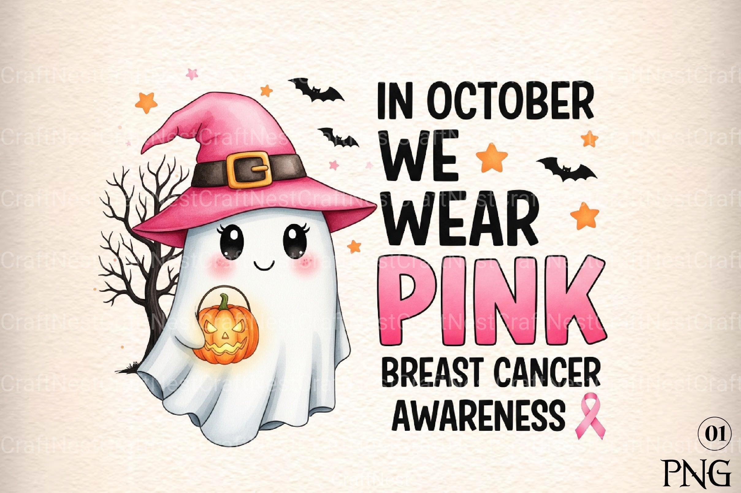 Halloween Breast Cancer Clipart Bundle 18 - CraftNest - Digital Crafting and Art