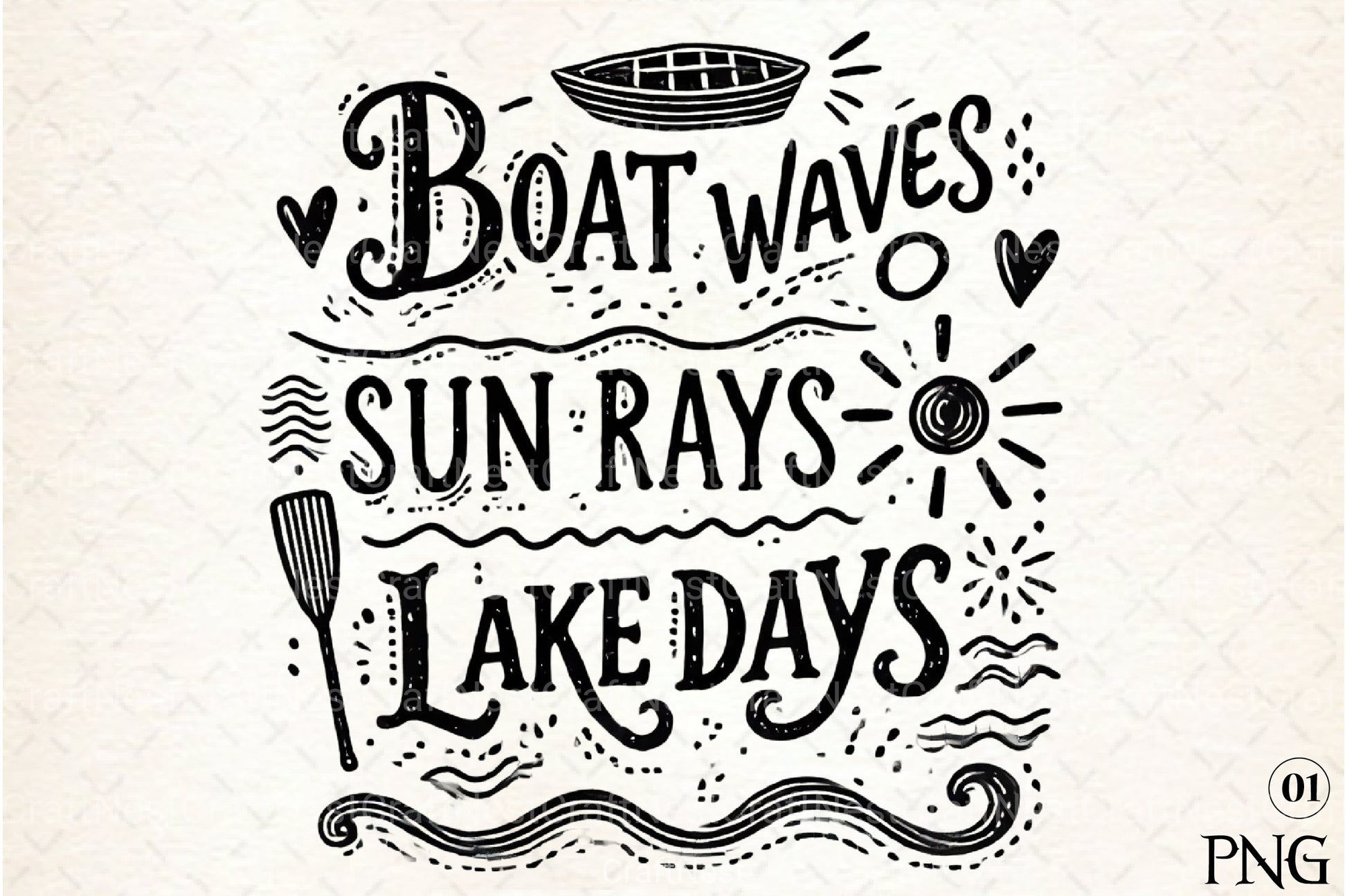 Summer Lake Days Boat Waves Sun Rays Clipart Bundle - CraftNest - Digital Crafting and Art
