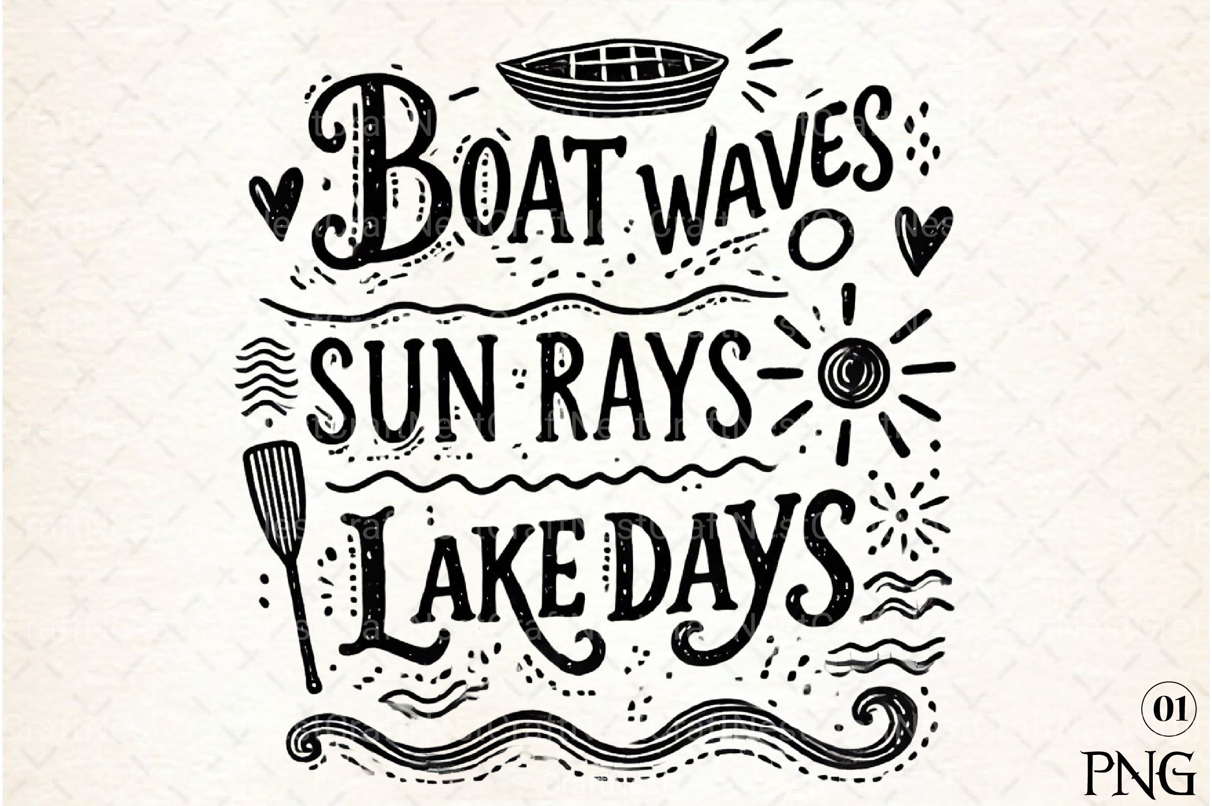 Summer Lake Days Boat Waves Sun Rays Clipart Bundle - CraftNest - Digital Crafting and Art