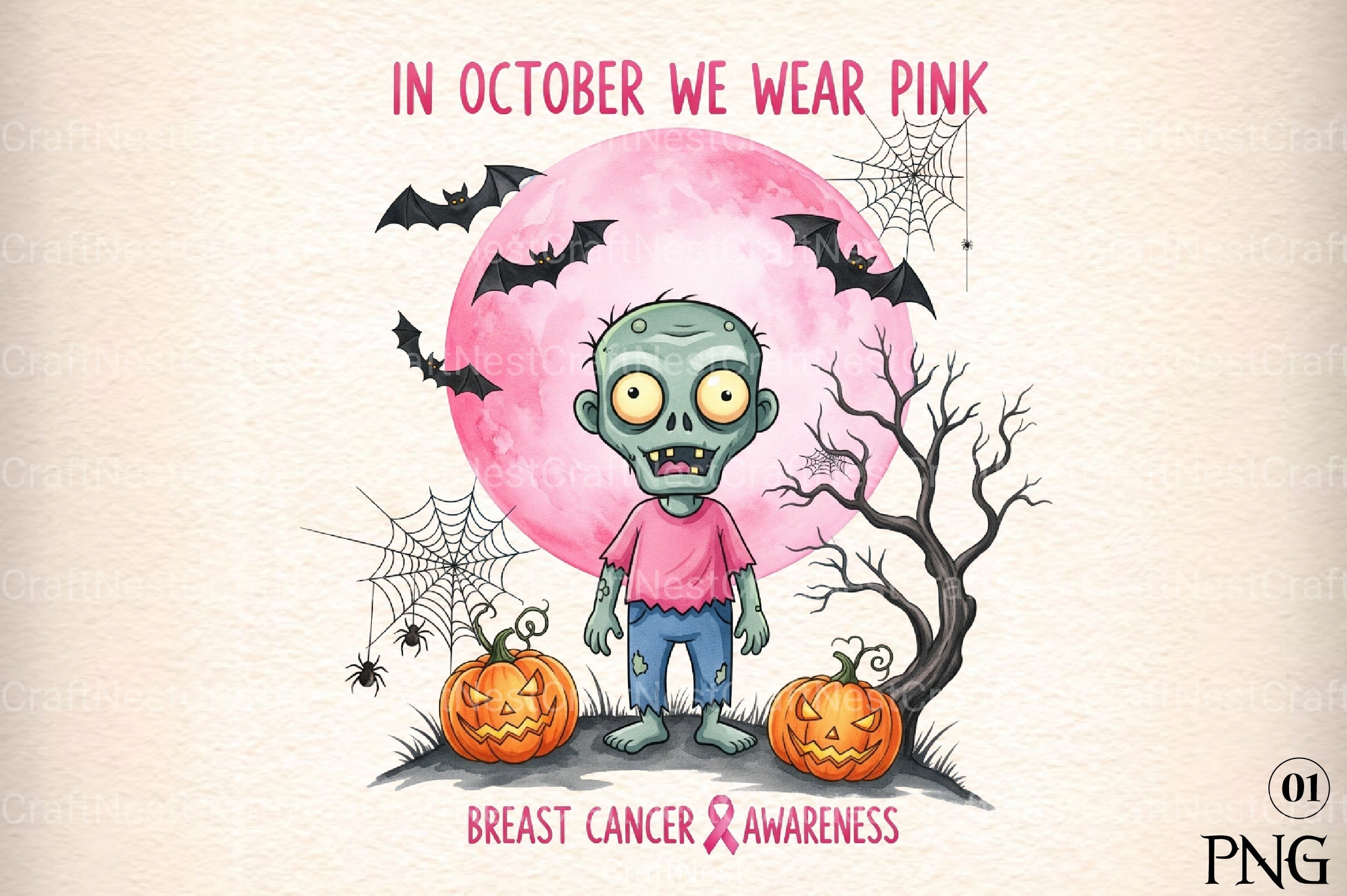 Halloween Breast Cancer Clipart Bundle 4 - CraftNest - Digital Crafting and Art