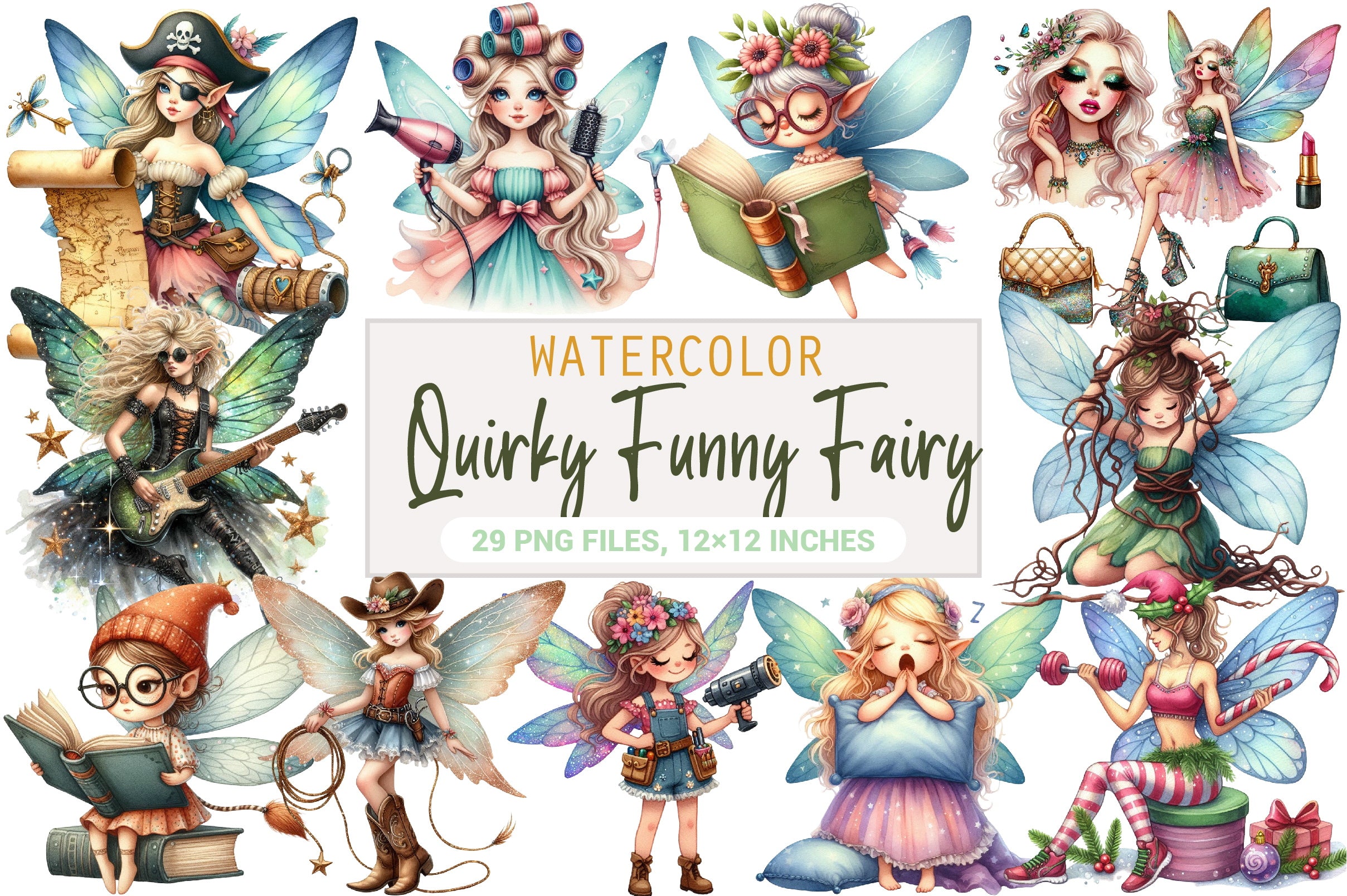 Quirky Funny Fairy Clipart Bundle