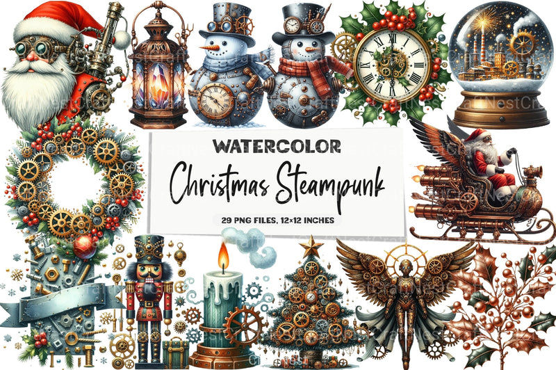 Christmas Steampunk Clipart Bundle - CraftNest - Digital Crafting and Art
