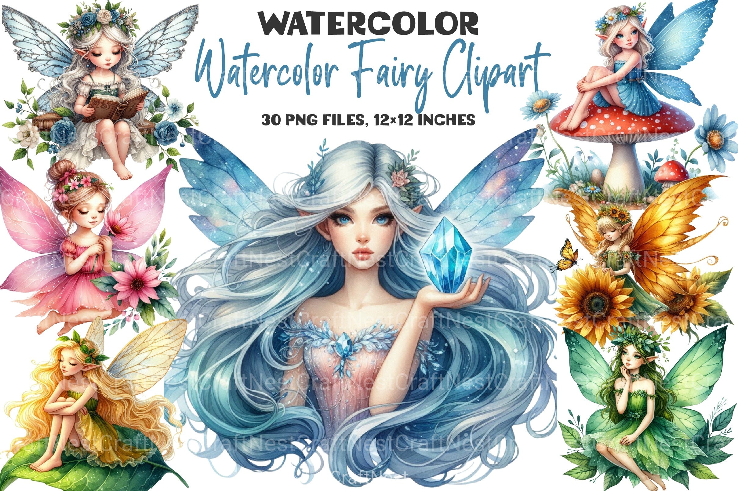 Fairy Clipart Bundle for Creative Projects - CraftNest - Digital Crafting and Art