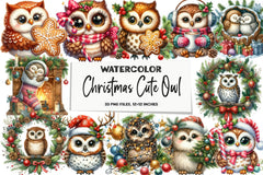 Christmas Cute Owl Clipart Bundle - CraftNest - Digital Crafting and Art