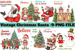 Vintage Christmas Santa Clipart Bundle 88 - CraftNest - Digital Crafting and Art