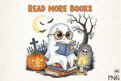 Halloween Ghost Read More Books Clipart Bundle - CraftNest - Digital Crafting and Art