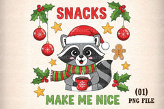 Christmas Raccoon Snacks Quote Clipart Bundle - CraftNest - Digital Crafting and Art
