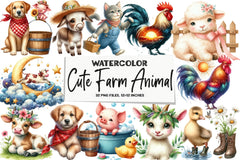 Cute Farm Animal Clipart Bundle - CraftNest - Digital Crafting and Art