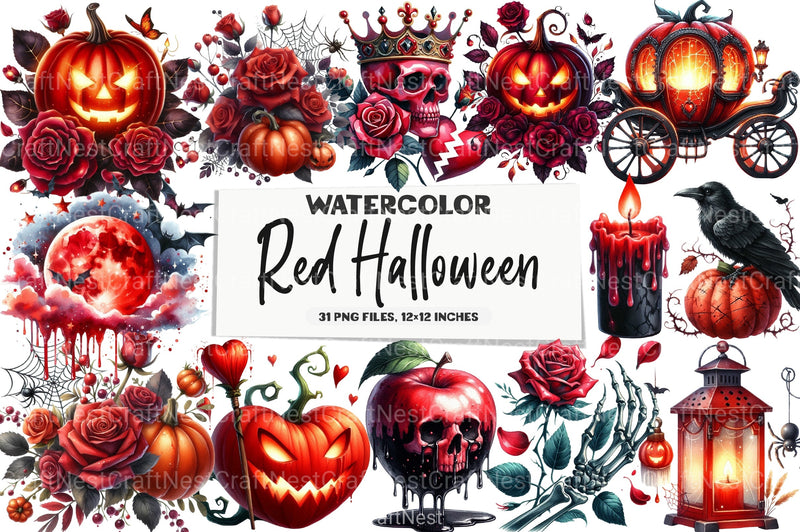Red Halloween Clipart Bundle 2 - CraftNest - Digital Crafting and Art