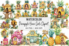 Pineapple House Girls Clipart Bundle - CraftNest - Digital Crafting and Art
