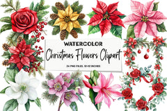 Christmas Flowers Design Clipart Bundle - CraftNest - Digital Crafting and Art