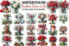 Christmas Flowers in Jar Clipart Bundle