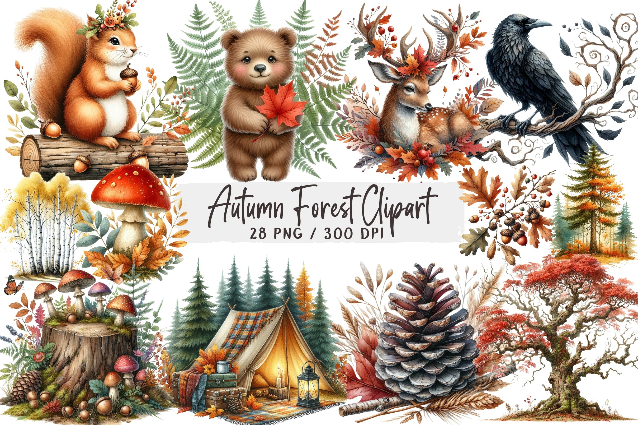 Autumn Forest Clipart Bundle