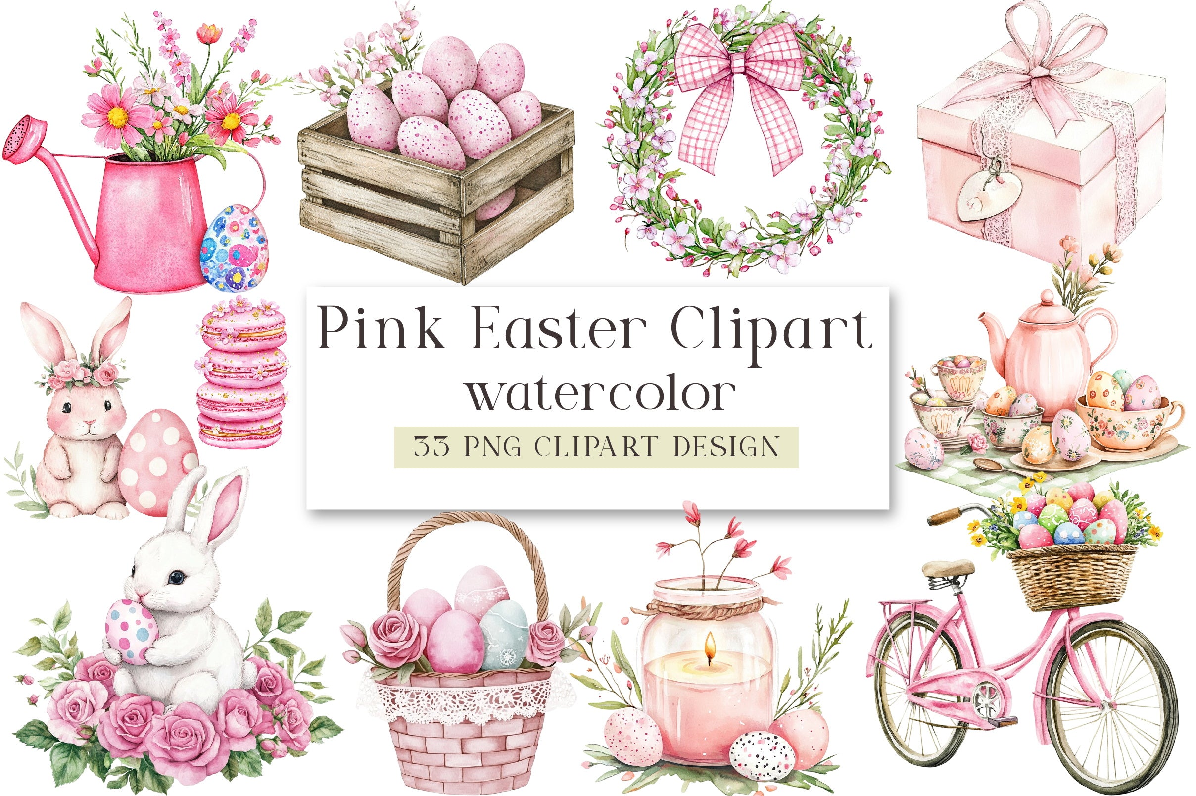 Pink Easter Clipart Bundle