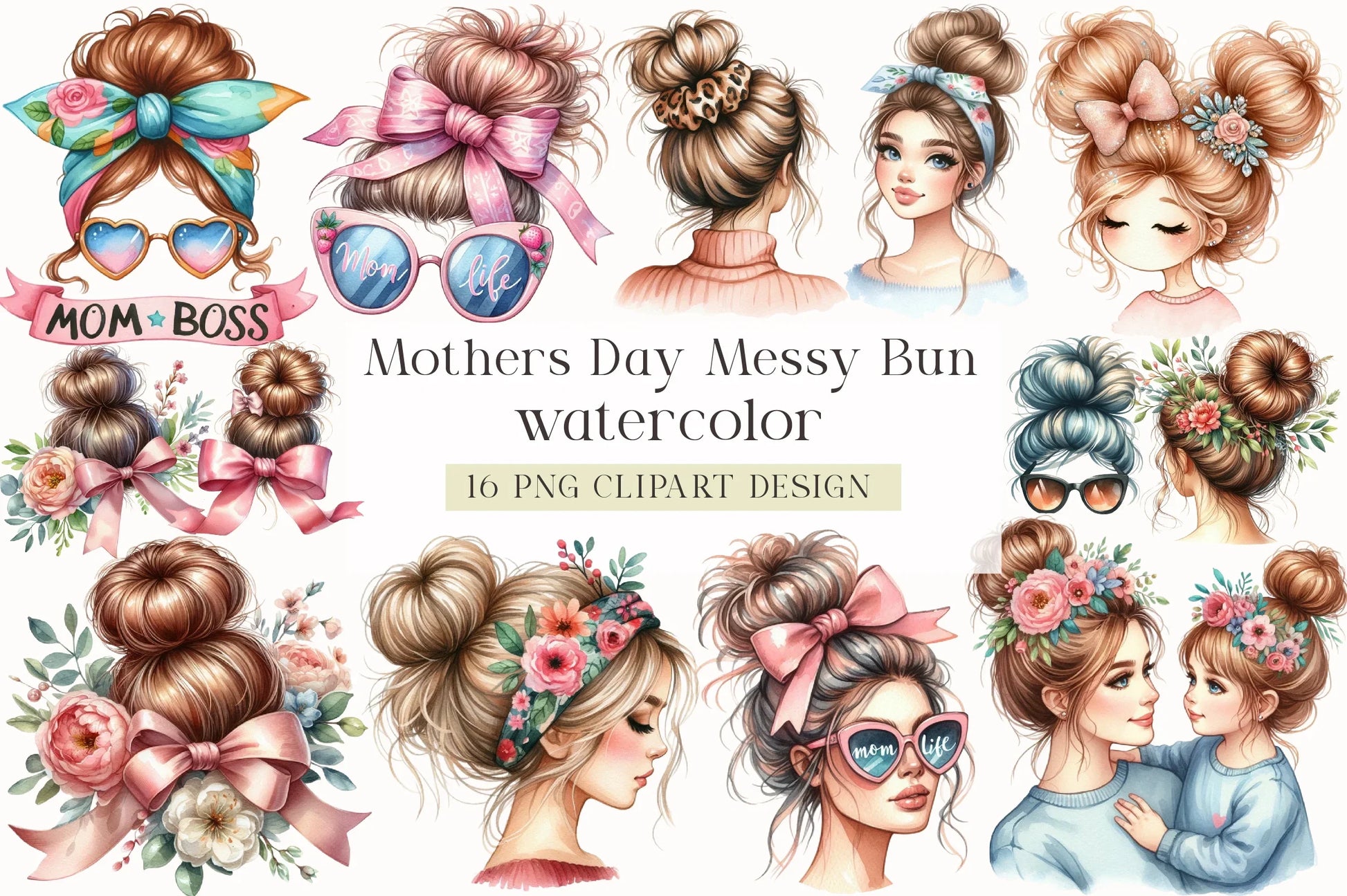 Mother's Day Messy Bun Clipart Bundle - CraftNest - Digital Crafting and Art