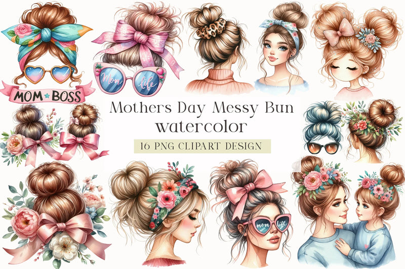 Mother's Day Messy Bun Clipart Bundle - CraftNest - Digital Crafting and Art