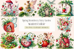 Spring Strawberry Fairy Garden Clipart Bundle - CraftNest - Digital Crafting and Art