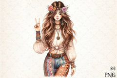 Tribal Boho Girl Clipart Bundle 6 - CraftNest - Digital Crafting and Art