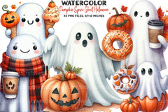 Pumpkin Spice Ghost Halloween Clipart Bundle - CraftNest - Digital Crafting and Art