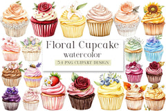 Floral Cupcake Clipart Bundle - CraftNest - Digital Crafting and Art