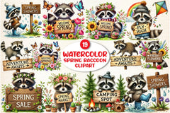 Spring Raccoon Wooden Signs Clipart Bundle - CraftNest - Digital Crafting and Art