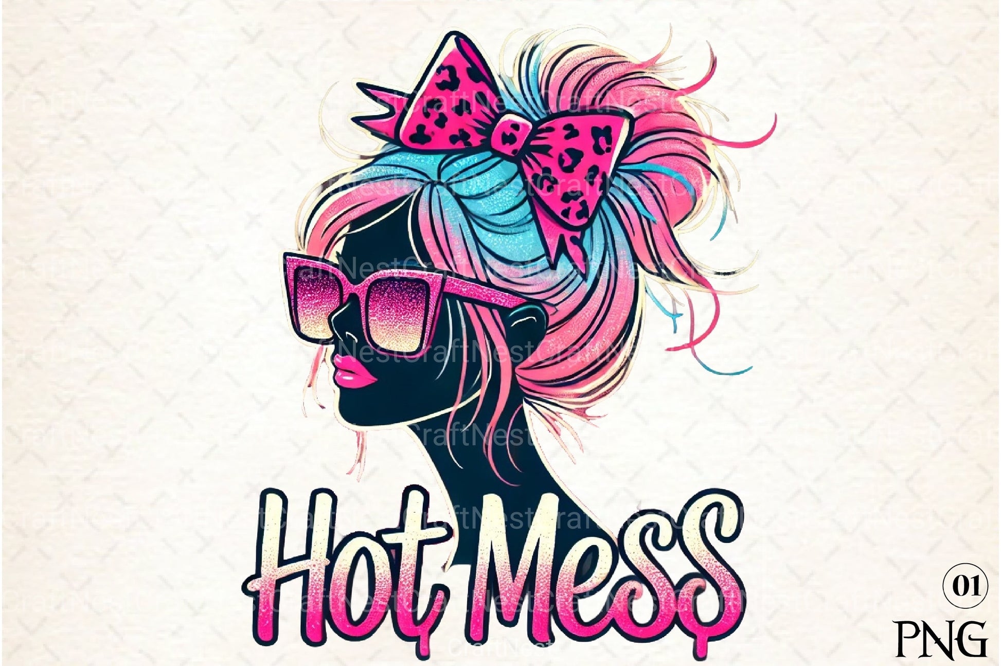 Pink Glitter Leopard Print Mom Clipart Bundle - CraftNest - Digital Crafting and Art