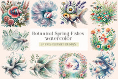 Botanical Spring Fishes Clipart Bundle - CraftNest - Digital Crafting and Art