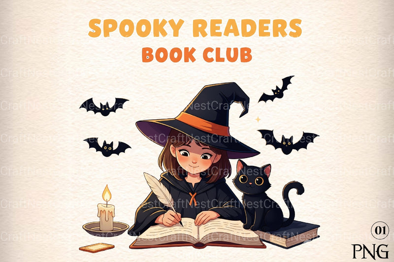 Spooky Book Club Graphic Clipart Bundle - CraftNest - Digital Crafting and Art