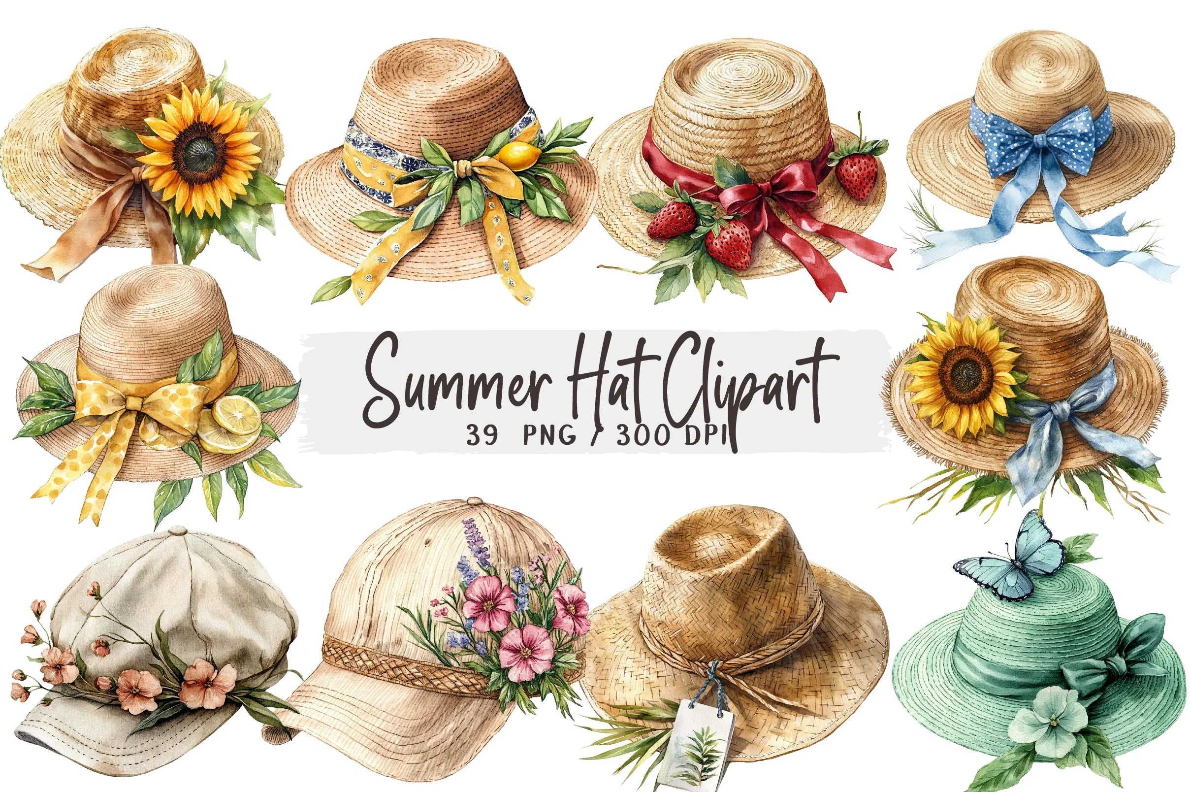 Summer Hat Clipart Bundle - CraftNest - Digital Crafting and Art