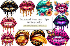 Leopard Summer Lips Clipart Bundle - CraftNest - Digital Crafting and Art