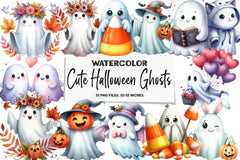 Cute Halloween Ghosts Clipart Bundle - CraftNest - Digital Crafting and Art