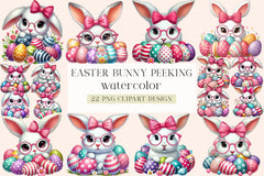 Easter Bunny Peeking Clipart Bundle - CraftNest - Digital Crafting and Art