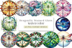Dragonfly Stained Glass Clipart Bundle - CraftNest - Digital Crafting and Art