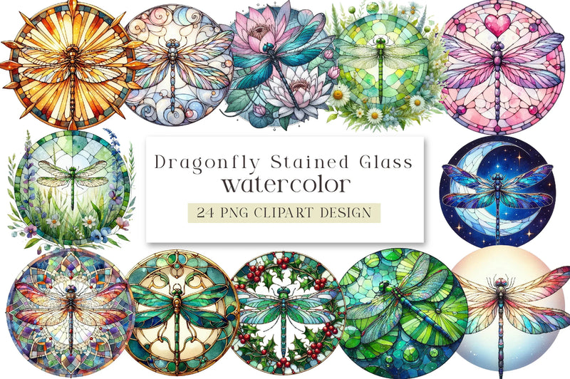 Dragonfly Stained Glass Clipart Bundle - CraftNest - Digital Crafting and Art
