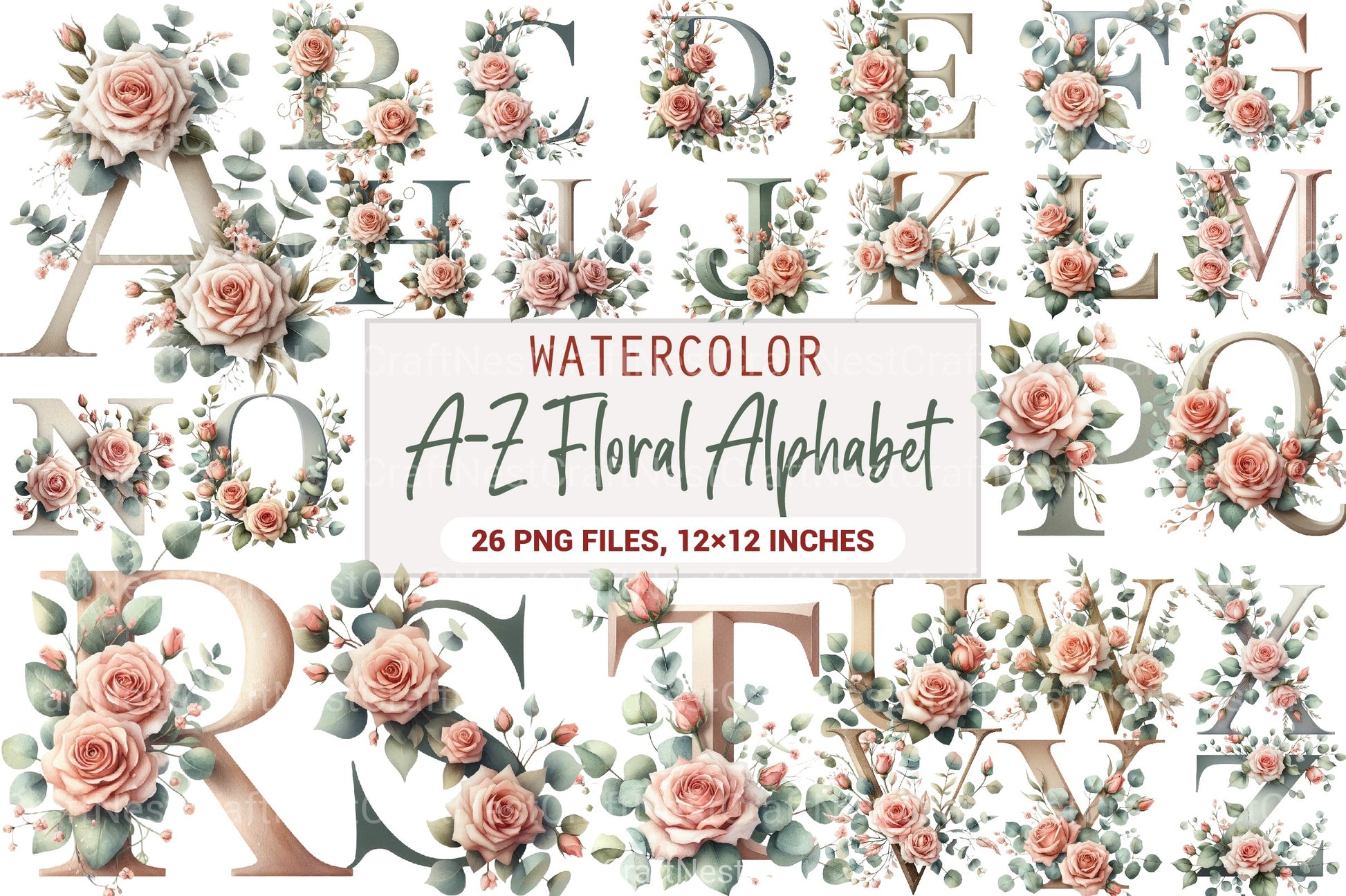 Floral Alphabet Clipart Bundle 10 - CraftNest - Digital Crafting and Art