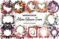Coquette Fall Halloween Frame Clipart Bundle - CraftNest - Digital Crafting and Art