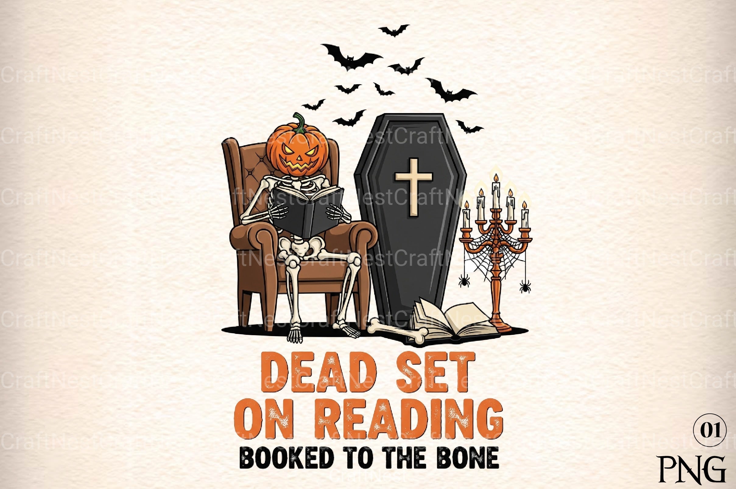 Spooky Bookish Halloween Skeleton Clipart Bundle - CraftNest - Digital Crafting and Art