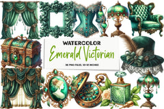 Emerald Victorian Clipart Bundle - CraftNest - Digital Crafting and Art