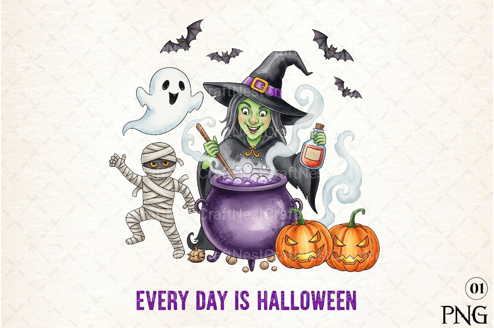 Every Day Is Halloween: Retro Spooky Clipart Bundle - CraftNest - Digital Crafting and Art