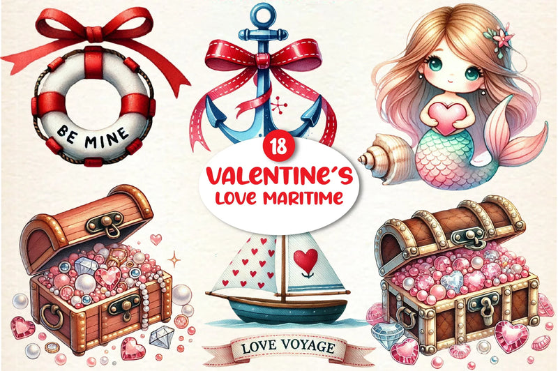 Maritime Valentine's Clipart Bundle - CraftNest - Digital Crafting and Art