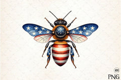Patriotic Bee Independence Day American Clipart Bundle - CraftNest - Digital Crafting and Art