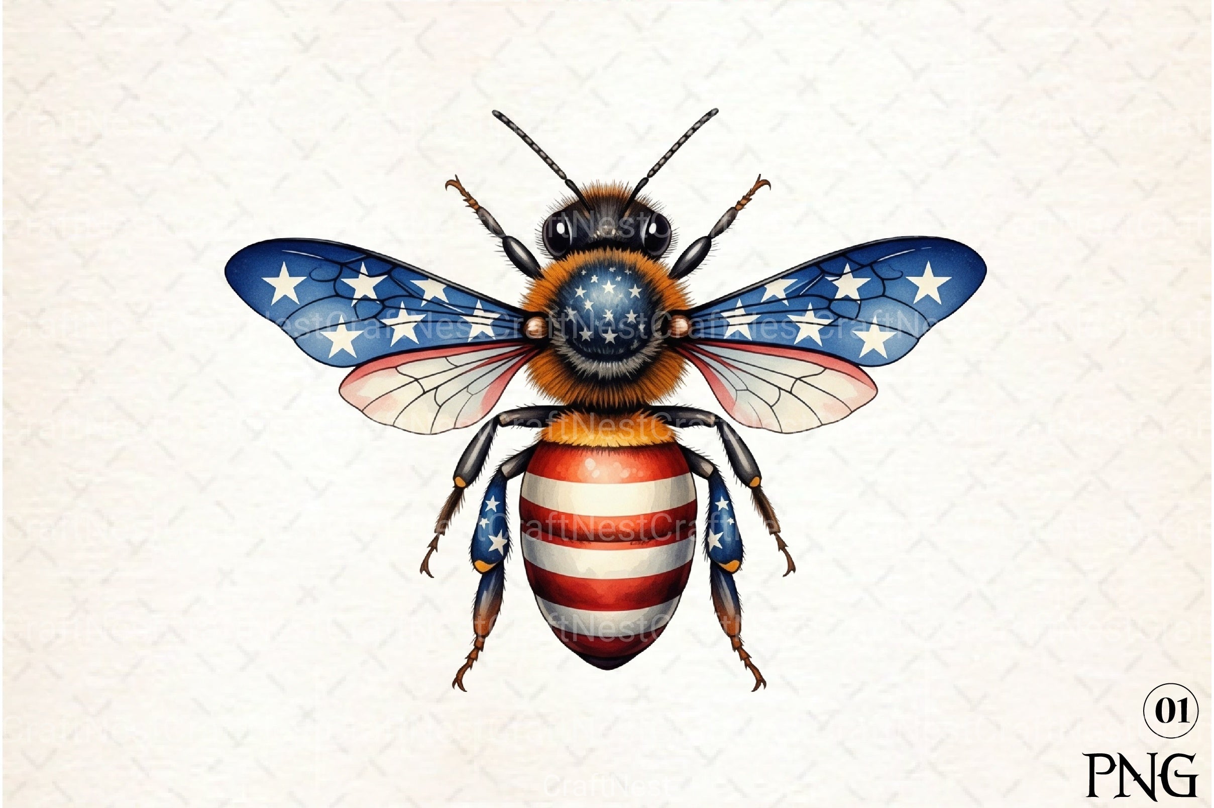 Patriotic Bee Independence Day American Clipart Bundle - CraftNest - Digital Crafting and Art