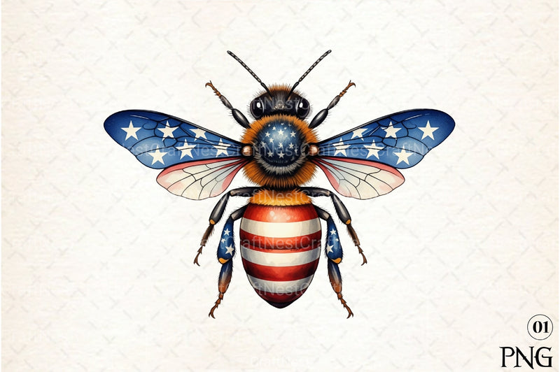 Patriotic Bee Independence Day American Clipart Bundle - CraftNest - Digital Crafting and Art