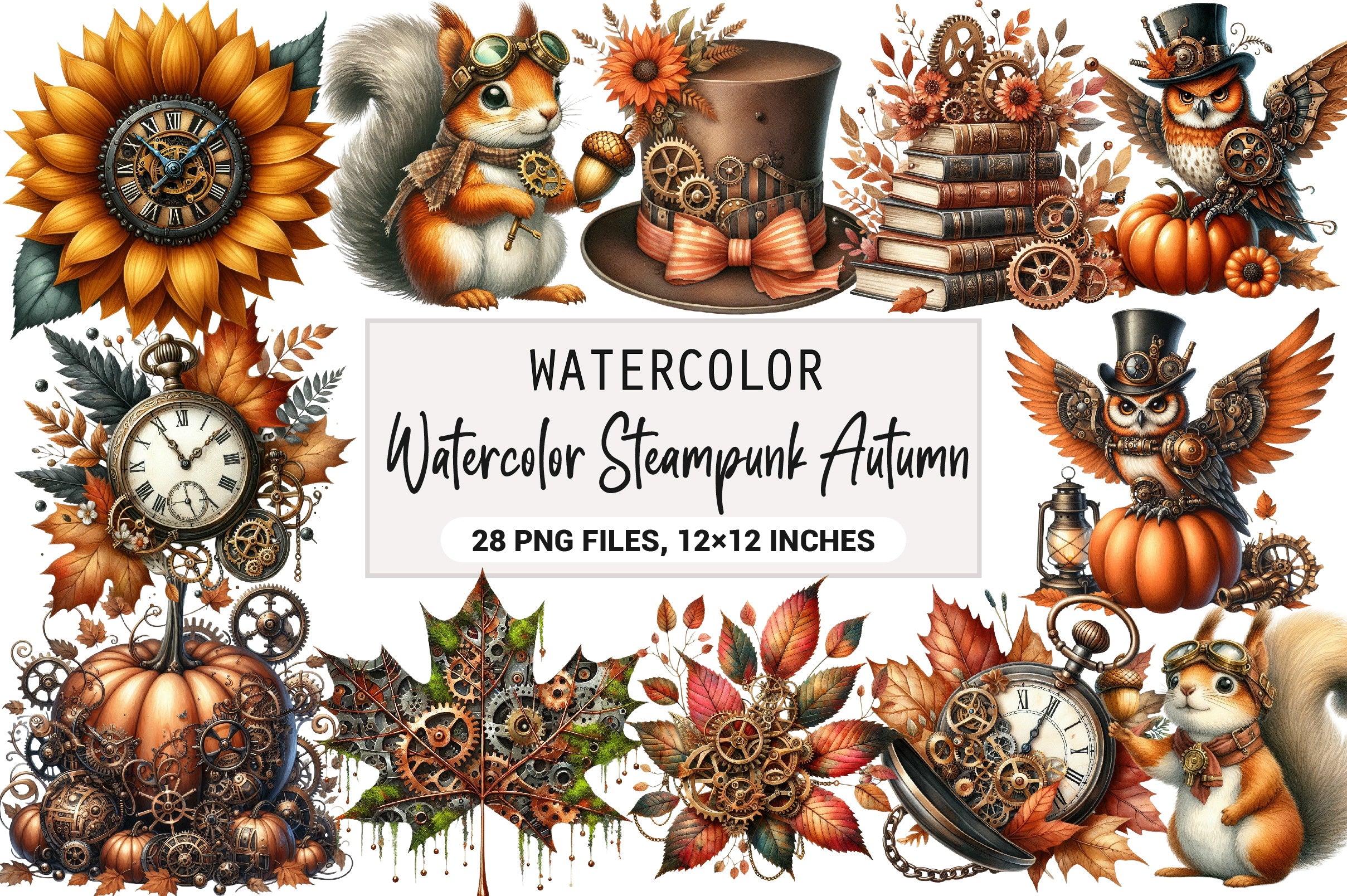 Steampunk Autumn Clipart Bundle